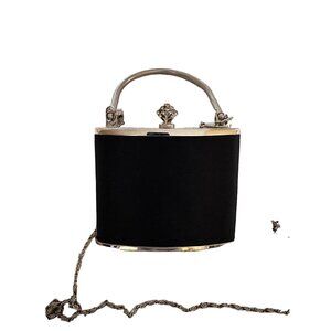 🍒 2/$20 🍒 Black Rectangle Flask Shape Evening Purse with Silver Chain & Handle